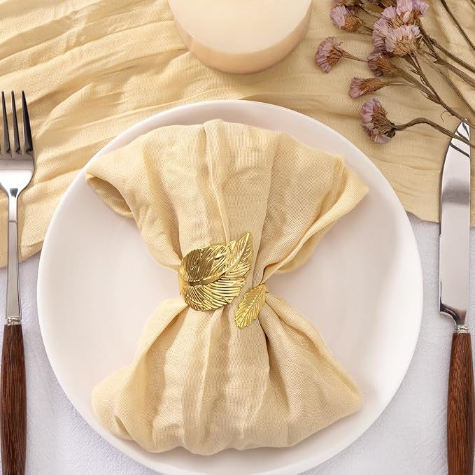 Cheesecloth Napkins Champagne Cloth Napkins Bulk Table Napkin,Set of 50 | 21''x21'',Washable Boho Table Gauze Fabric Napkins,for Wedding Baby Bridal Shower Dinner Party Decor - Image 2