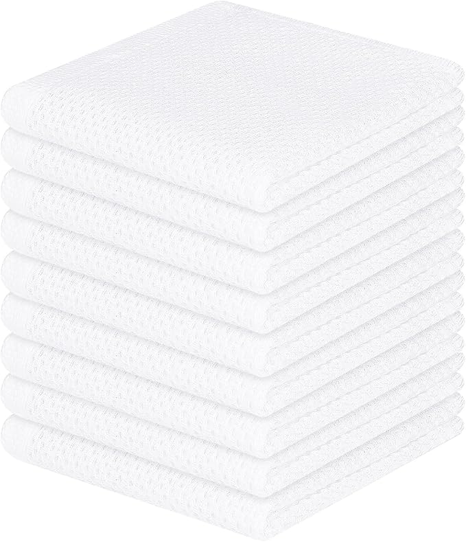Homaxy 100% Cotton Waffle Weave Kitchen Dish Cloths, 9-Pack, White | Ultra Soft Absorbent Dish Towels, Quick Drying Dish Rags with Hanging Loop, 12 x 12 Inches by Homaxy
