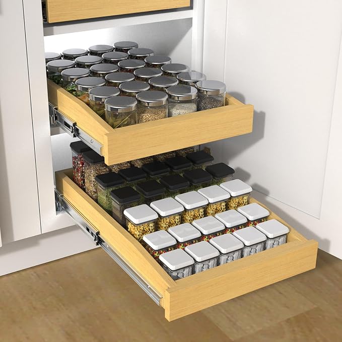 Wooden Pull out Cabinet Organizer 23" W x 21" D x 3.35" H, Heavy Duty Slide Out Drawers Pull-Out Home Organizers for Kitchen Cabinets - Image 8