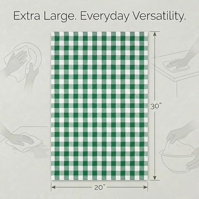 Urban Villa Kitchen Towels Cotton Dish Towels 20”x30” (Set of 6) Hunter Wht - Image 3