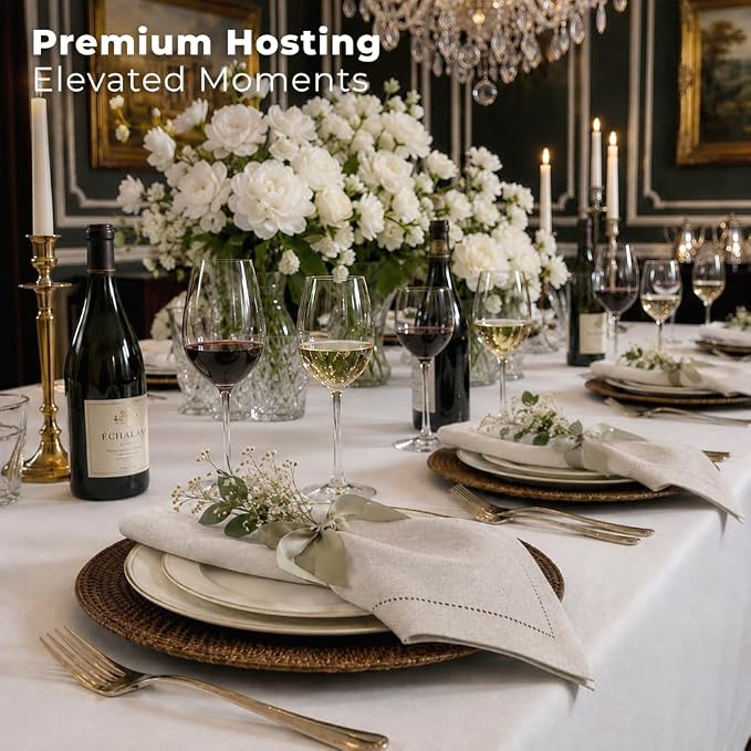 Signature Linen™ by D'Moksha Natural Dinner Napkins Set of 4, 20 x 20 Inch Cloth Napkins, 100% Pure Linen, Hemstitch, Machine Washable Table Napkins- Summer, Weddings, Outdoor hostings - Image 3