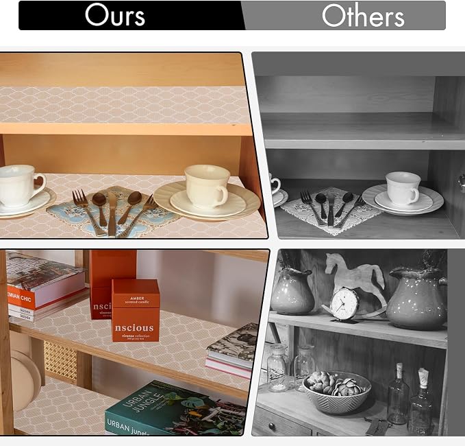 Cooyes Shelf Liner, Non Adhesive Drawer and Cabinet Liner, EVA Washable Oil-Proof Shelf Paper for Kitchen Cabinets, Refrigerator, Storage, Desks with Modern Pattern - Image 8