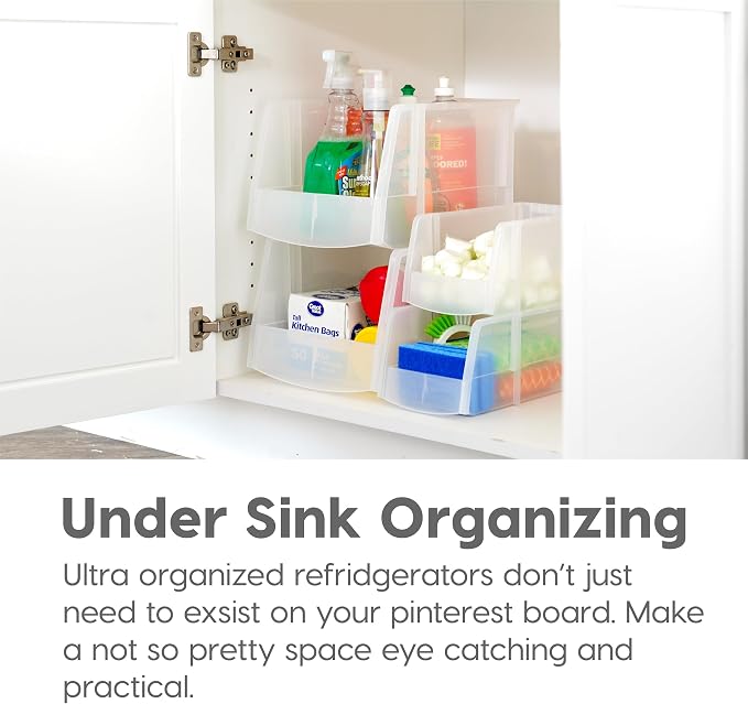 IRIS USA 4-Pack, X Large Plastic Stackable Storage Bin Organizer, Clear | Store snacks, cans, coffee pods, and household essentials with clear visibility and open access - Image 7