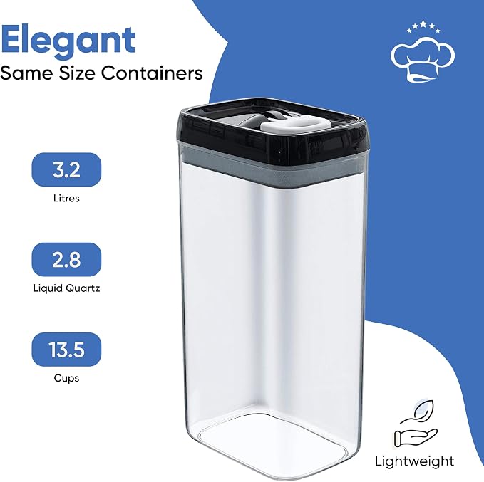 Chef's Path Airtight Food Storage Boxes with Labels - Kitchen Storage - Flour, Cereal, Pasta - Plastic Storage Boxes with Lids (4pcs-3.2L) - Image 4