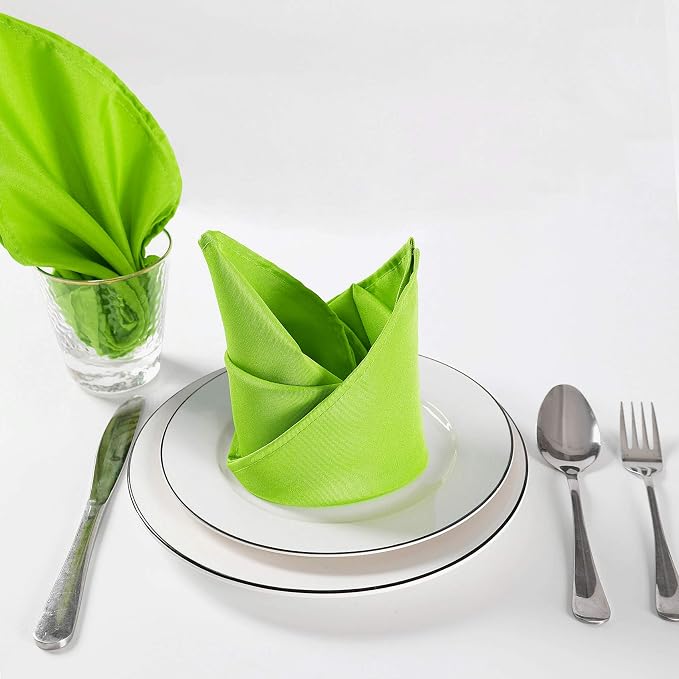 Cloth Napkins 17x17 inch Washable Polyester Dinner Napkins Soft Table Napkins for Wedding Party Dining Banquet(Apple Green,12PCS) - Image 5