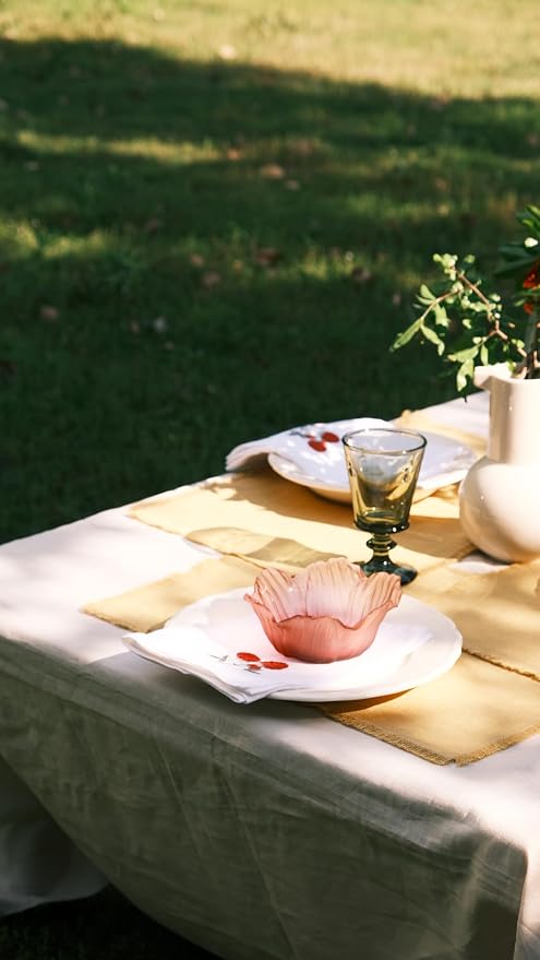 Linen Napkins Set of 4-100% Pure White Linen Embroidered Dinner Napkins 19 x 19 Inch for Spring, Summer, Memorial Day (Berry Harvest Collection) - Image 5