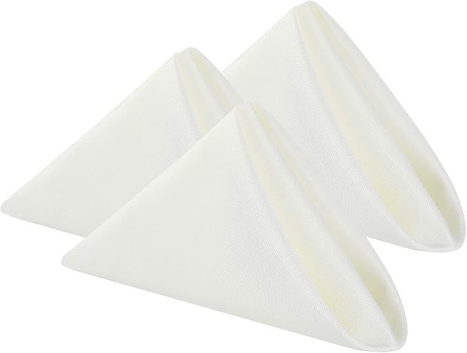Cloth Napkins 17x17 inch Washable Polyester Dinner Napkins Soft Table Napkins for Wedding Party Dining Banquet(Ivory,25PCS) by Cupuamon