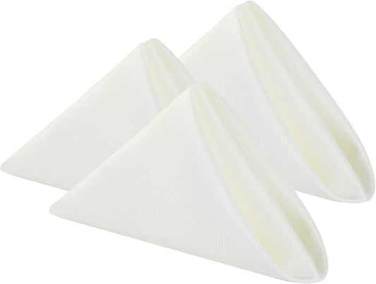 Cloth Napkins 17x17 inch Washable Polyester Dinner Napkins Soft Table Napkins for Wedding Party Dining Banquet(Ivory,25PCS) by Cupuamon