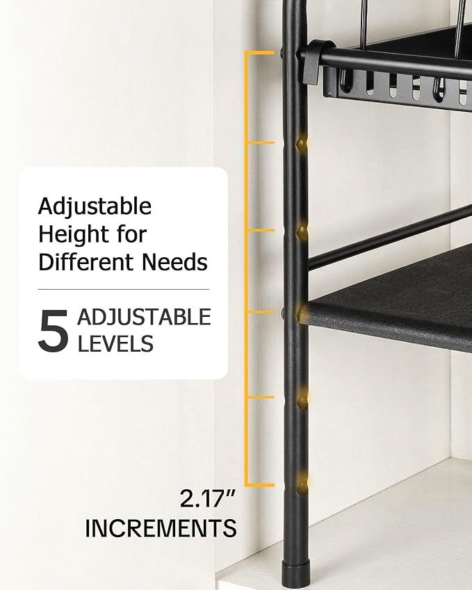 HULISEN Pots and Pans Organizer Under Cabinet, 2-Tier Expandable Pot Rack | 10 Dividers for Lid Separation, 5-Level Adjustable Height, Kitchen Cookware Pan Holder Shelf, Carbon Steel Frame - Image 5