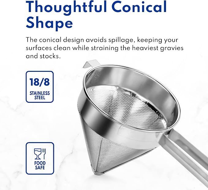 New Star Foodservice 34158 18/8 Stainless Steel China Cap Strainer, 12-Inch, Coarse Mesh - Image 7