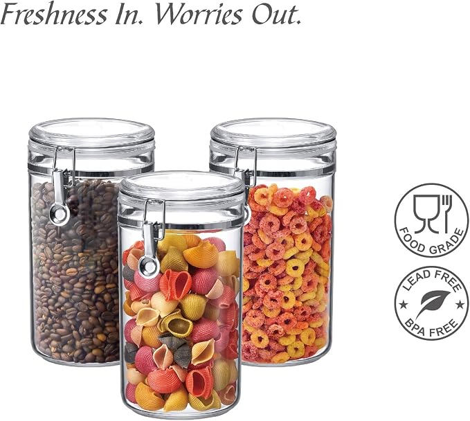 Cathy - 70-Ounce Plastic Canister (Set of 3), Plastic Airtight Food Container, Stackable for Pantry Storage, BPA-Free and Shatter-Proof, Perfect for Home and Commercial Use - Image 6