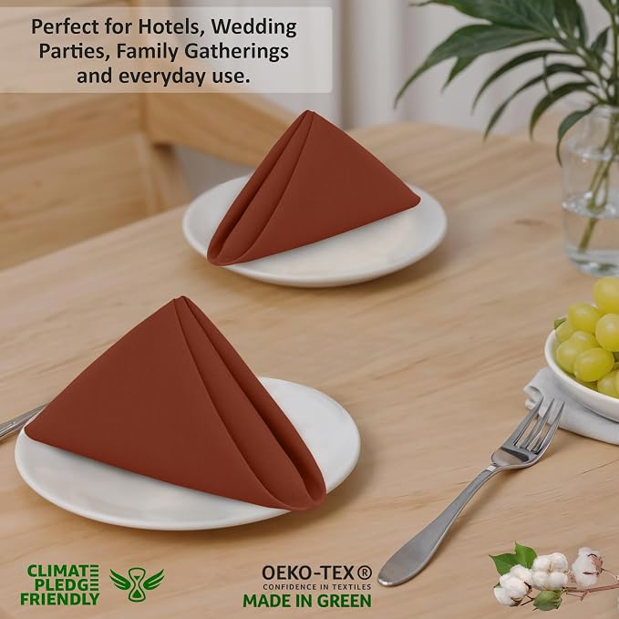 Ruvanti Cloth Napkins Set of 12, 18x18 Inches, Napkin Cloth Washable, Soft & ‎Absorbent 100% Cotton Napkins, Perfect for Wedding, Christmas, ‎Thanksgiving, and Dinner - Rust - Image 8
