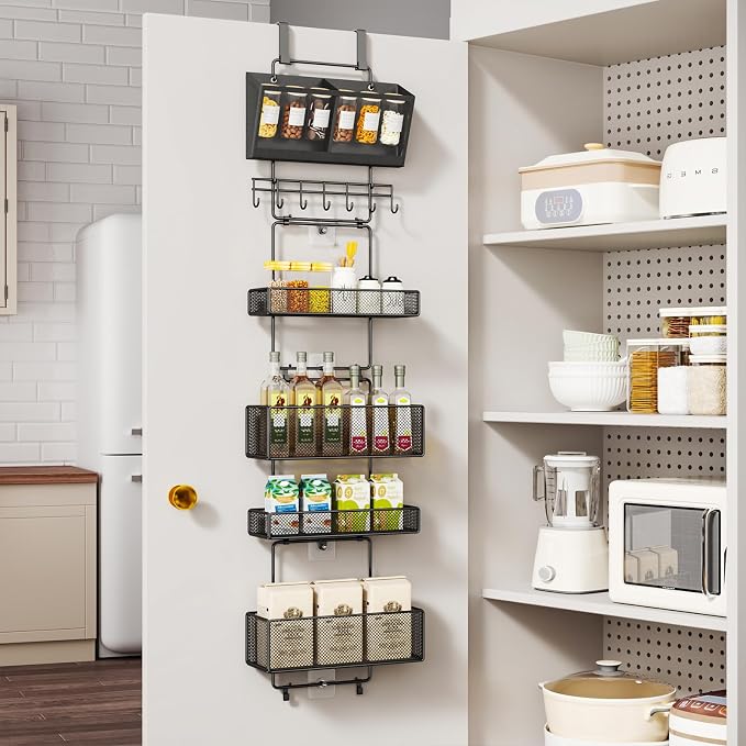 HapiRm Over Door Organizer Hanging - 6 Tier Over The Door Storage with Visual Pockets & Hooks, with 4 Metal Large Capacity Baskets for Bathroom Bedroom Kitchen Pantry Cabinet - Image 7