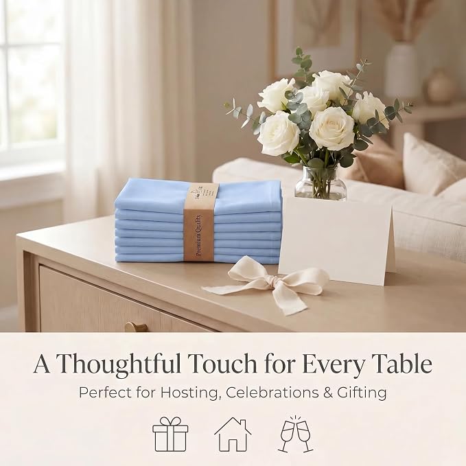 Urban Villa Cloth Napkins Cotton 20x20 (Set of 12) Ice Blue - Image 9
