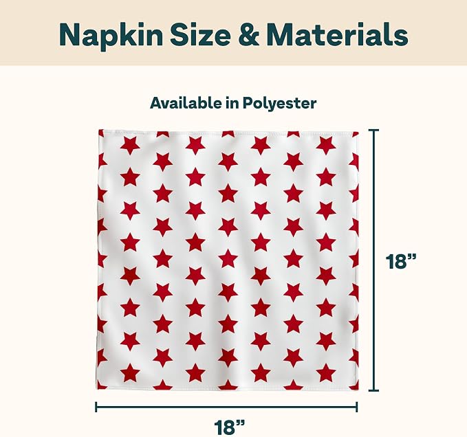Red Stars Cloth Napkins | 4th of July Table Decorations | Memorial Day, Independence Day Table Decorations | Absorbent, Washable, Reusable, Stain & Wrinkle Resistant | Made in America - 12pack - Image 4