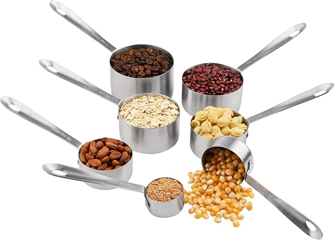 Measuring Cups and Spoons Set, 18/8 Stainless Steel Measuring Cups and Spoons, Metric & US Metal 7 Kitchen Measure Cups & 6 Measuring Spoons, Baking Measuring Tools Set 13 - Image 3