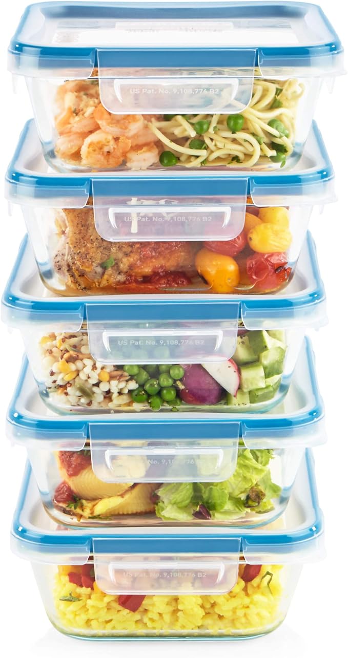 Snapware Total Solutions (10-Pack, 4 Cup) Glass Food Storage Containers Set, Airtight & Leakproof Locking BPA-Free Lids, Freezer Dishwasher Microwave Safe - Image 4