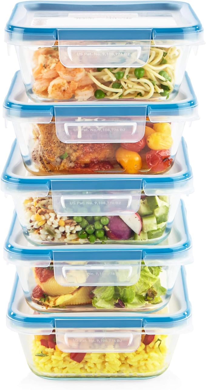 Snapware Glass Total Solutions (5-Pack, 4 Cup) Food Storage Containers Set | Airtight & leakproof plastic locking BPA-free lids, freezer, dishwasher, microwave safe - Image 4