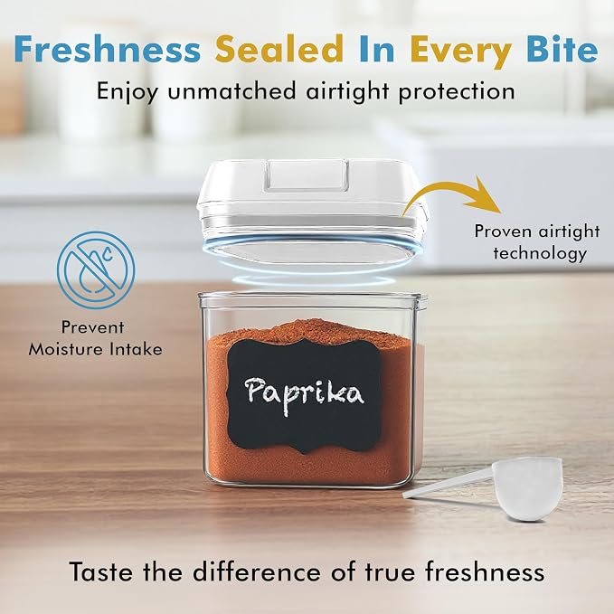 Shazo 9 PC Airtight Food Storage Containers - BPA Free Clear Plastic Snack & Spice Containers with Easy Lock Lids - Kitchen and Pantry Organization for Herbs, Coffee, Tea - 0.5L / 2.1 Cups - Image 6