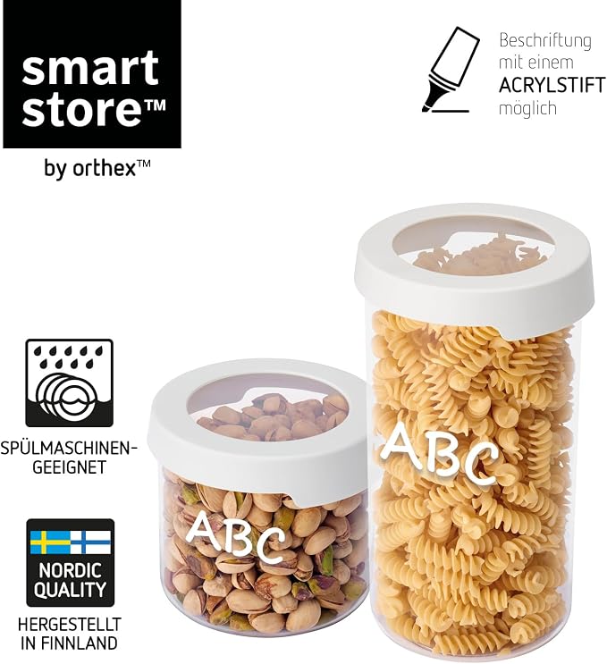 SmartStore Round Clear Dry Food Containers with Lids Starter Set of 6-20% Bio-based Plastic Storage Box with Lid, BPA Free, Dishwasher Safe - Kitchen Storage Containers 4x 0.75L, 2x 1.45L - Image 3