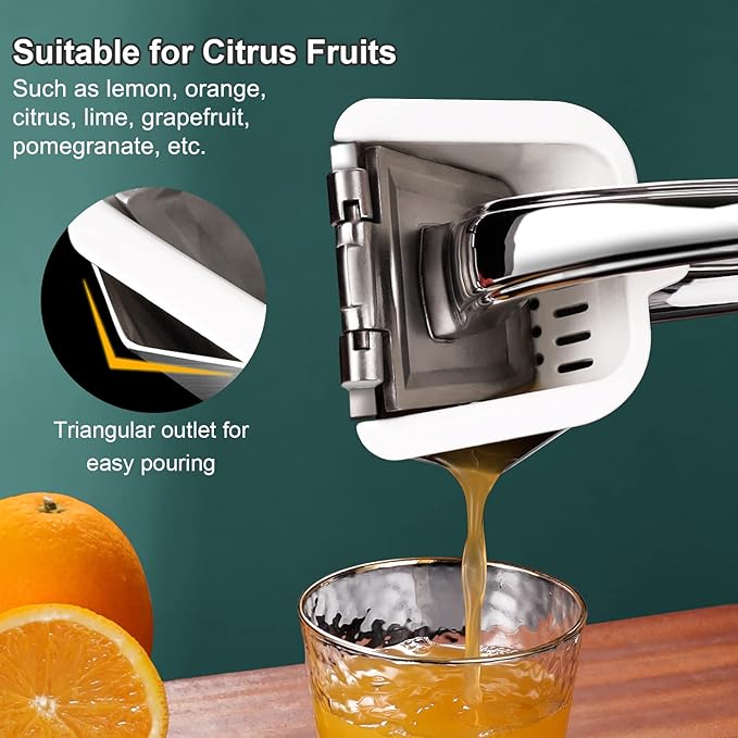SUCCFLY Stainless Steel Lemon Squeezer, Heavy Duty Manual Citrus Juicer | Ergonomic Handle Labor-saving, Large Capacity, Detachable, Dishwasher Safety, Hand Juicer for Lime Orange, 5 Year Warranty - Image 4