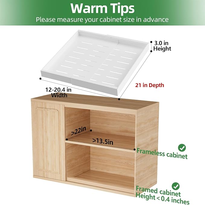 PAKETA 1 Pack Expandable Pull Out Cabinet Organizer,21" Deep | Pull Out Drawers for Cabinets with width from 12" to 20",Sliding Drawers for Cabinets with Upgrade 3 Slide Rails,hold 65 lbs - Image 2
