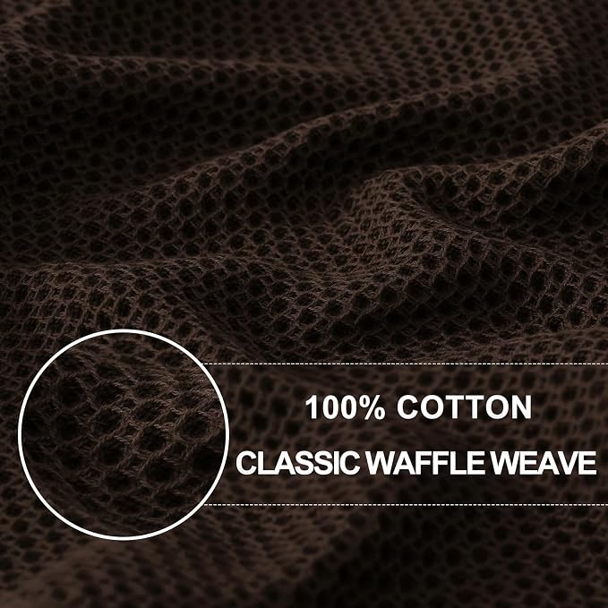Homaxy 100% Cotton Waffle Weave Kitchen Dish Cloths, 9-Pack, Dark Brown | Ultra Soft Absorbent Dish Towels, Quick Drying Dish Rags with Hanging Loop, 12 x 12 Inches - Image 2