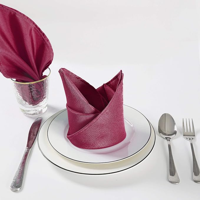 Cloth Napkins 17x17 inch Washable Polyester Dinner Napkins Soft Table Napkins for Wedding Party Dining Banquet(Burgundy,12PCS) - Image 5