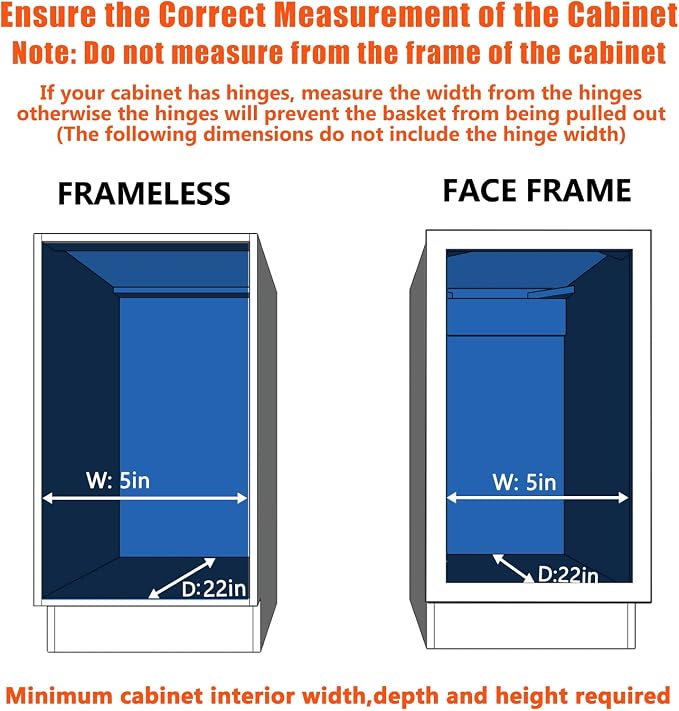 ROOMTEC Pull Out Cabinet Organizer, Pull Out Shelves 5½" W x 21½" D, Heavy Duty Cabinet Drawers Slide Out Kitchen Organizers Storage Shelf - Image 4