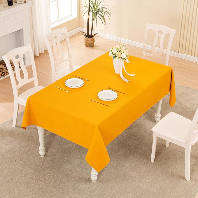 BALCONY & FALCON Rectangle Table Cloth Waterproof Golden 95"x55" | Rectangular Washable Wrinkle Resistant Table Cloth Linen Fabric Tablecloths for Dining Party Kitchen Wedding and Outdoor Use - Image 5