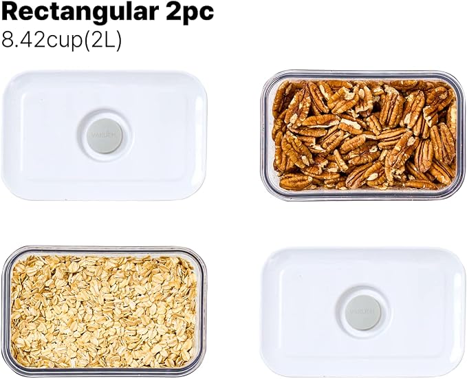 VAKUEN Premium Airtight Food Storage Containers, Rectangular 2PC-SET(2.11qt), Smart One-Click Seal Lid, 100% Leak Proof, Keep Food Fresh Longer, BPA-FREE, Dishwasher/Freezer & Microwave Safe - Image 8