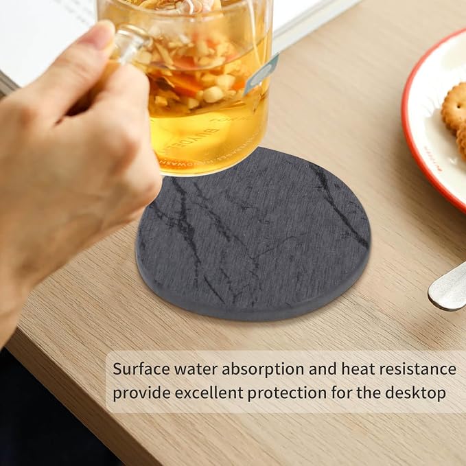 Diatomaceous Earth Coasters Set of 4，Super Absorbent Quick-Dry Heat-Resistant Drink and coffee Coasters, Modern Stone Irregular Design for Kitchen Counter and Coffee Table (Grey Coaster) - Image 3
