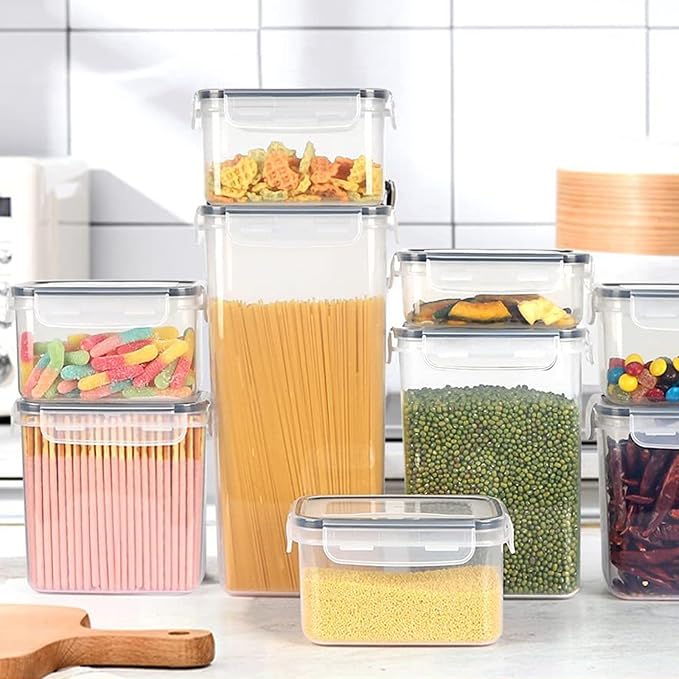 24pcs Airtight Containers, Clear Stackable Dry Food Storage | clear airtight containers with tight lids keep dry food fresh. Safe plastic, stackable for pantry kitchen storage - Image 5