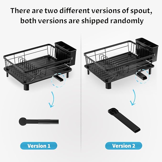 Dish Drying Rack for Kitchen Counter,Stainless Steel,Black | Space Saving,New Drain Outlet,Rotating Spout & Angled Drainboard for Quick Drainage,Removable Utensil Holder - Image 8