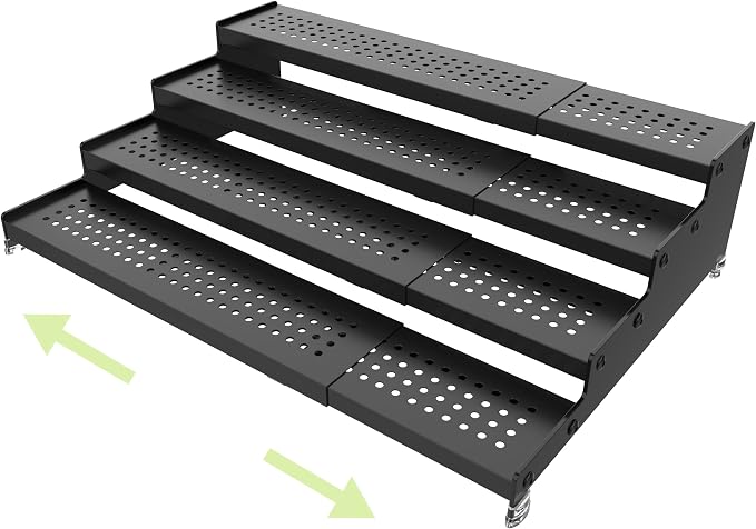 Expandable 4-Tier Spice Metal Shelf Rack, Black | Kitchen Cabinet and Pantry Organizer, Countertop Storage, Seasoning Organizer, 1 Pack by Unknown