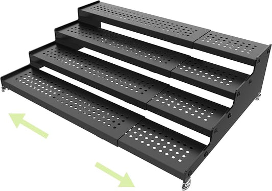 Expandable 4-Tier Spice Metal Shelf Rack, Black | Kitchen Cabinet and Pantry Organizer, Countertop Storage, Seasoning Organizer, 1 Pack by Unknown