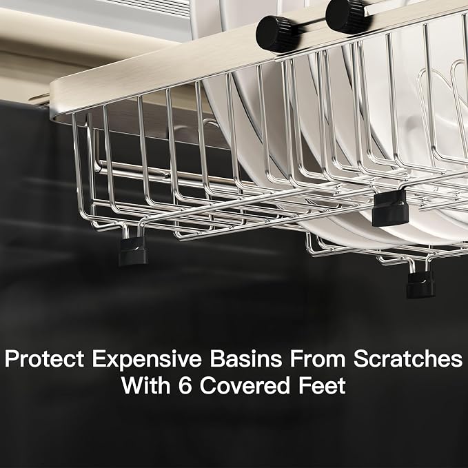 Dish Drying Rack Over The Sink with Utensil Holder | Expandable Stainless Steel Dish Drainer for Small Kitchen, Apartment, RV, Counter Space Saving, Perfect Fit, Rustproof - Image 7
