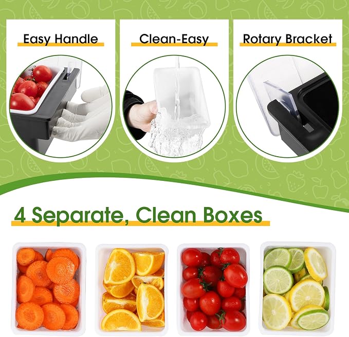 2-Pack Condiment Caddy with Lid, 4-Compartment, Ice Space Base | Under-tray ice space keep food chilled,4 removable trays for quick refill,finger grips,frosted cover,for bars buffets parties - Image 4