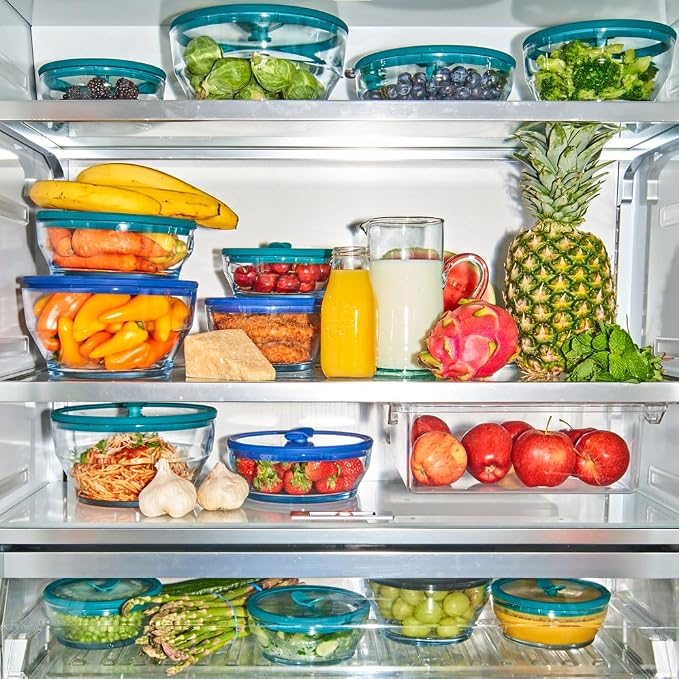 Anyday 4-Piece Large Glass Food Storage with Lids (Clear Kale) | Microwave Steamer, Plastic-Free Meal Prep, Stackable Airtight Storage Container, Vented Glass Lid, Microwave-Safe Reheating - Image 9