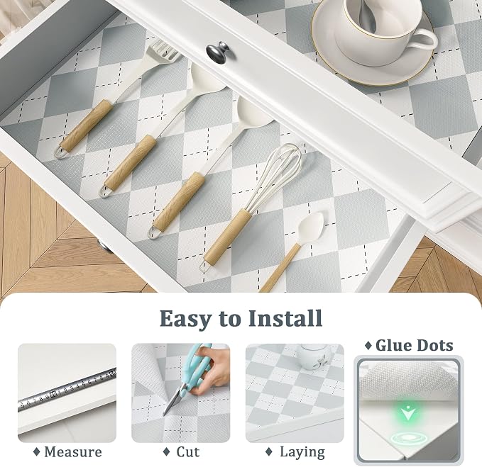 Shelf Liner for Kitchen Cabinets and Drawers, 24" x 240" Gray | Non-Adhesive Design, Waterproof & Non-Slip Protection, Easy Cut to Fit, Washable and Reusable, Pantry Storage - Image 6