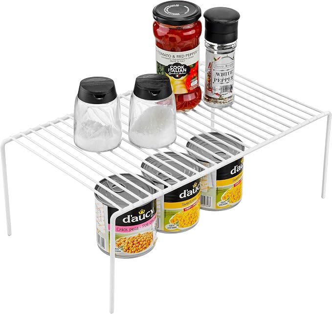 Set of 6 Kitchen Cabinet Shelf Organizer, Medium (13 x 9.4 Inch) Bathroom Cabinet Organization Wire Shelf Rack, Rustproof Storage Space Saver Shelves for Countertops Pantries Utensils -White - Image 8
