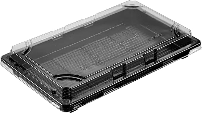 Restaurantware Plastic Sushi Trays 100 Pack of 9.2 x 5.9 x 1.77 Inch With Clear Lids Leak-Resistant Sushi Take Out Boxes Stackable Containers For Grab-And-Go by Restaurantware