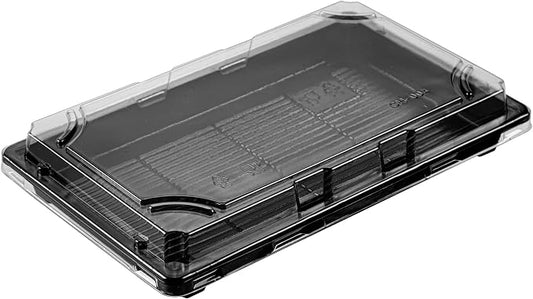 Restaurantware Plastic Sushi Trays 100 Pack of 9.2 x 5.9 x 1.77 Inch With Clear Lids Leak-Resistant Sushi Take Out Boxes Stackable Containers For Grab-And-Go by Restaurantware