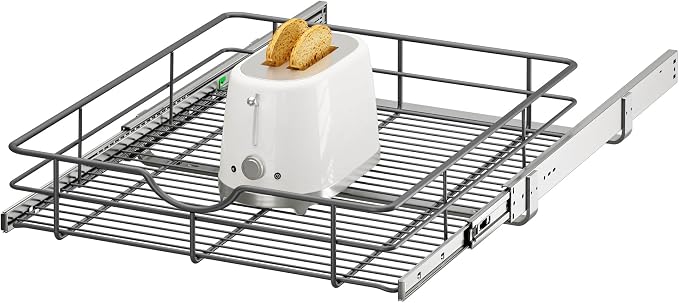 Pull Out Shelves - 20" W x 22" D Soft Close Pull Out Cabinet Organizer 1 Tier - Sliding Shelves with Shelf Liner - Heavy Duty Steel Wire Drawers for Kitchen Cabinets, Pantry, Bathroom by Unknown
