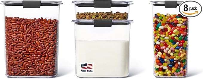 Rubbermaid Brilliance Pantry Food Storage Container Set, BPA-Free, Airtight & Leak-Proof, Clear, 8-Piece, Dishwasher Safe by Unknown