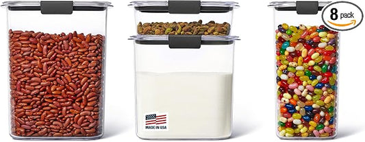 Rubbermaid Brilliance Pantry Food Storage Container Set, BPA-Free, Airtight & Leak-Proof, Clear, 8-Piece, Dishwasher Safe by Unknown