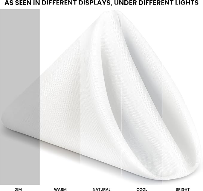 Utopia Home [24 Pack, White] Cloth Napkins 20x20 Inches, 100% Polyester | Hemmed Edges, Washable and Reusable Ideal for Parties, Weddings and Dinners - Image 3