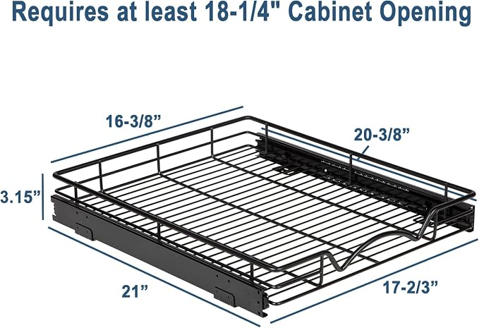HOLDN’ STORAGE Pull Out Cabinet Organizer, 17”W x 21”D Drawer, Black | Heavy-Duty Caddy, Lifetime Limited Warranty, Steel Metal Cabinet Drawers, Black, Requires At Least 18-1/4” Cabinet Opening - Image 3