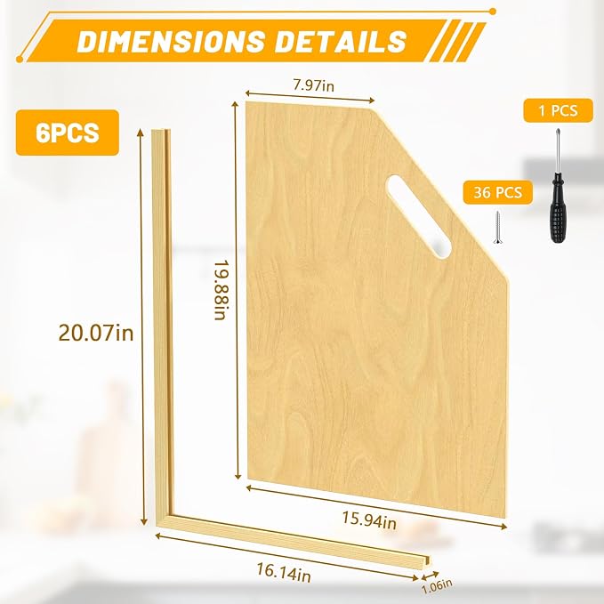 6 Pack Wood Tray Dividers Organizer For Kitchen Cabinet | Adjustable Vertical Cookie Sheet Organizer, Cabinet Dividers Organizer For Pots, Cutting Board, Pans, Lids, Baking Sheets - Image 3