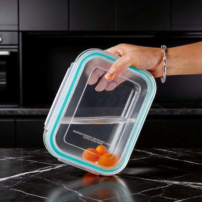 Liuruiyu Glass Food Storage Containers with Lids, 8 Pack Meal Prep Containers, Airtight Bento Boxes with Leak Proof Locking for Microwave, Oven, Freezer and Dishwasher, BPA Free（5oz to 36oz） - Image 5